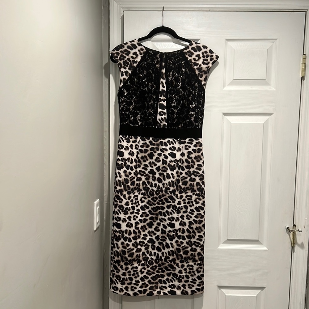Leopard Print Stretchy Dress with Lace Details